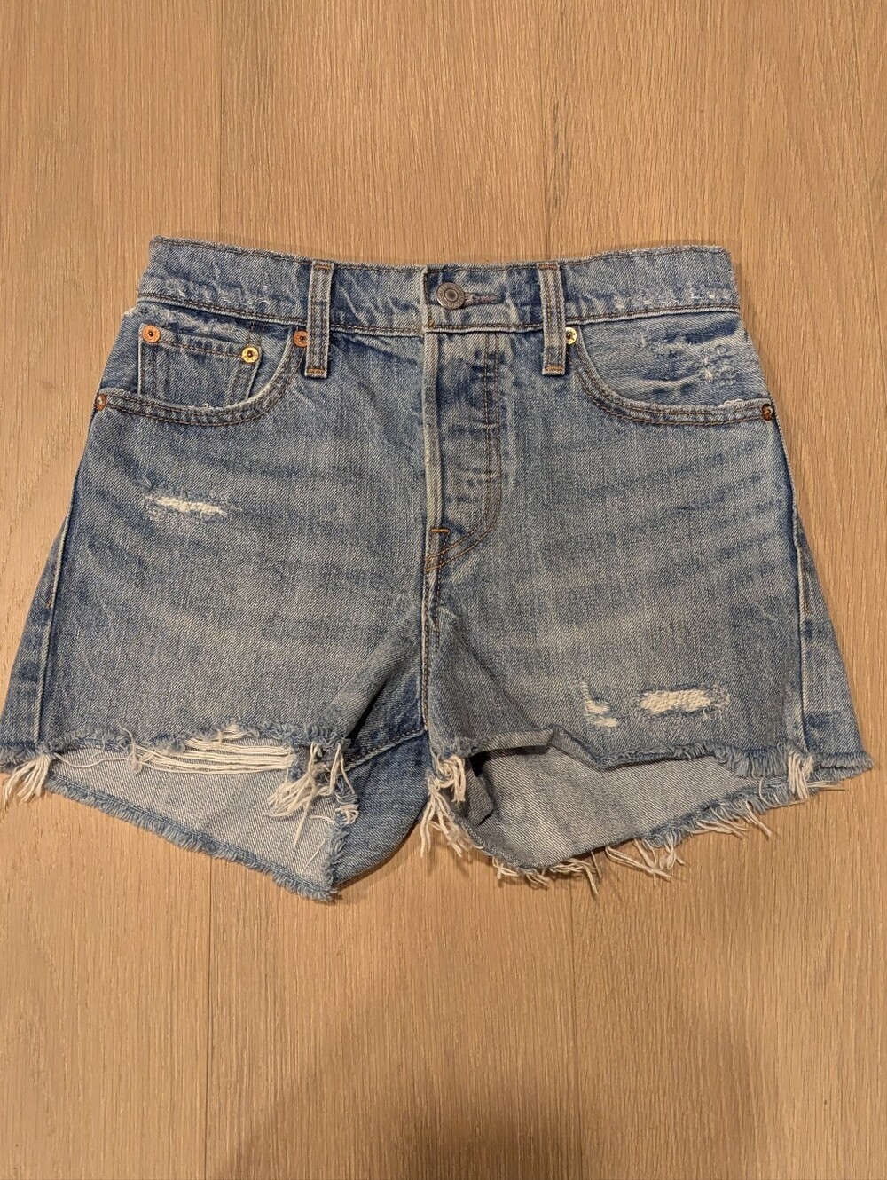 Distressed Wedgie Denim Shorts